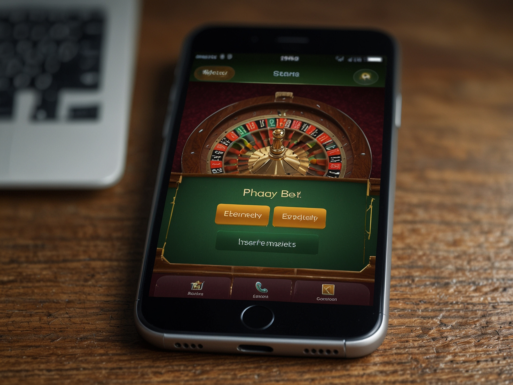 Pantalla de ingreso con botones de acción